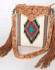 American Darling Cross Body Hand Tooled Saddle Blanket Genuine Leather Women Bag Western Handbag Purse
