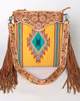 American Darling Cross Body Hand Tooled Saddle Blanket Genuine Leather Women Bag Western Handbag Purse