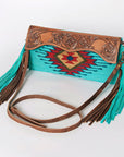 American Darling Hand Tooled Saddle Blanket Genuine Leather Women Bag Western Handbag Purse