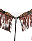 HILASON Western Horse Floral Fringes Headstall Breast Collar Set Genuine Leather Black