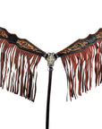 HILASON Western Horse Floral Fringes Headstall Breast Collar Set Genuine Leather Black