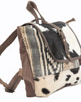 OHLAY KB102 Backpack Upcycled Canvas Hair-On Genuine Leather women bag western handbag purse