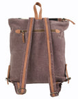 OHLAY KB111 Backpack Hand Tooled Upcycled Canvas Hair-On Genuine Leather women bag western handbag purse