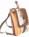 OHLAY KB112 Backpack Hand Tooled Upcycled Canvas Hair-On Genuine Leather women bag western handbag purse