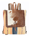 OHLAY KB112 Backpack Hand Tooled Upcycled Canvas Hair-On Genuine Leather women bag western handbag purse