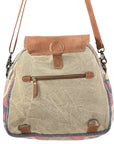 OHLAY KB113 Backpack Upcycled Canvas Genuine Leather women bag western handbag purse