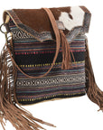 OHLAY KB116 Cross Body Upcycled Wool Upcycled Canvas Embossed Hair-On Genuine Leather women bag western handbag purse