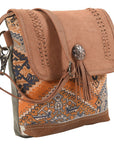 OHLAY MESSENGER Upcycled Canvas Hair-on Genuine Leather women bag western handbag purse