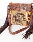 American Darling ADBGZ634 Signature Crossbody Hand Tooled Saddle Blanket Genuine Leather Women Bag Western Handbag Purse