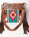American Darling ADBGZ576A Signature Crossbody Hand Tooled Saddle Blanket Genuine Leather women bag western handbag purse