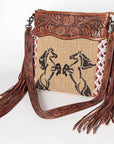 American Darling ADBGZ635 Signature Crossbody Hand Tooled Saddle Blanket Genuine Leather Women Bag Western Handbag Purse