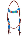 HILASON Cactus Western Wool Breast Collar Headstall Set Tack Set Turquoise & white