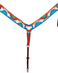 HILASON Cactus Western Wool Breast Collar Headstall Set Tack Set Turquoise & white