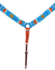 HILASON Sun Western Wool Breast Collar Headstall Set Tack Set Turquoise & Brown