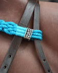 HILASON Sun Western Wool Breast Collar Headstall Set Tack Set Turquoise & Brown