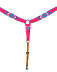 HILASON Western Wool Breast Collar Headstall Set Tack Set Turquoise & Pink