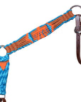 Hilason Cactus Western Wool Hand Tooled Breast Collar Headstall Tack Set Brown/Turquoise