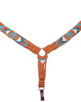 HILASON Cactus Western Wool Breast Collar Headstall Set Tack Set Blue & Brown