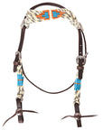 HILASON Western Wool Breast Collar Headstall Set Tack Set Grey & Off White