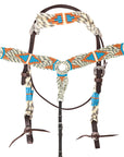 HILASON Western Wool Breast Collar Headstall Set Tack Set Grey & Off White