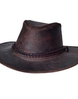 Hilason Crazy Horse Cow Leather Cowboy Hat Chocolate Brown