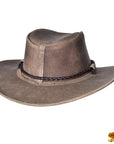 Hilason Crazy Horse Cow Leather Cowboy Hat Grey