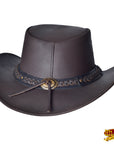 Hilason Premium Cowhide Leather Cowboy Hat Chocolate Brown