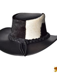 Hilason Cow Leather laminated Cowboy Hat Black