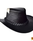 Hilason Cow Leather laminated Cowboy Hat Black