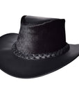 Hilason Cow Leather laminated Cowboy Hat Black