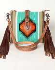 American Darling Hand Tooled Saddle Blanket Genuine Leather Women Bag Western Handbag Purse