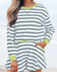 Stripe Contrast Ribbed Top and Shorts Set