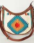American Darling Hand Tooled Saddle Blanket Genuine Leather Women Bag Western Handbag Purse
