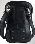 Spaghetti Western Swc205Blk Sling Vintage Handmade Drum Dyed Genuine European Cowhide Leather Women Bag Western Handbag Purse