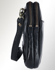 Spaghetti Western Swc205Blk Sling Vintage Handmade Drum Dyed Genuine European Cowhide Leather Women Bag Western Handbag Purse