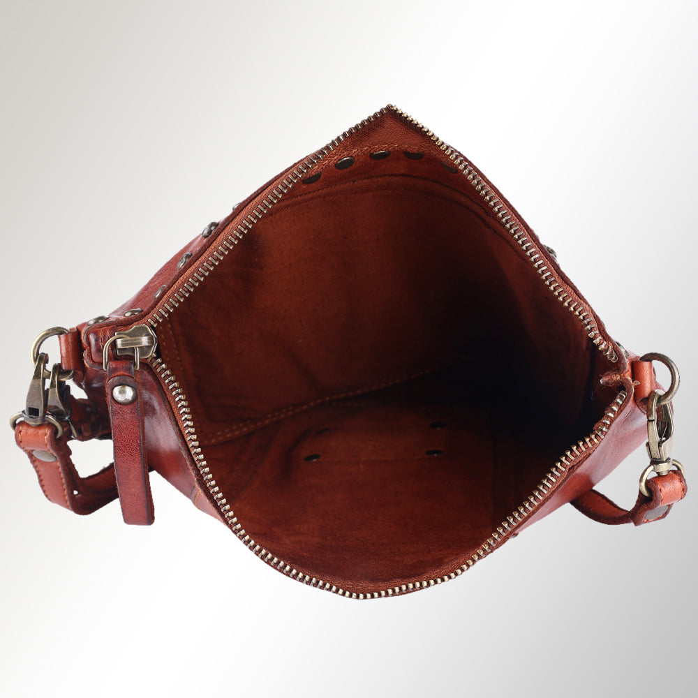 Spaghetti Western Swc207Cg Cross Body I Vintage Handmade Drum Dyed Genuine European Cowhide Leather Women Bag Western Handbag Purse
