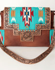 ADBG842D American Darling Hand Tooled Saddle Blanket Genuine Leather Women Bag Western Handbag Purse