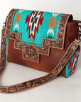ADBG842D American Darling Hand Tooled Saddle Blanket Genuine Leather Women Bag Western Handbag Purse