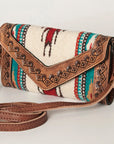 American Darling Hand Tooled Saddle Blanket Genuine Leather Women Bag Western Handbag Purse