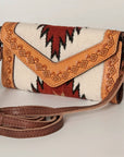 American Darling Hand Tooled Saddle Blanket Genuine Leather Women Bag Western Handbag Purse