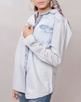American Darling Leather Hand Tooled Carved Women Denim Shirt Jacket