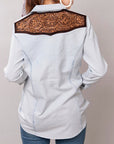 American Darling Leather Hand Tooled Carved Women Denim Shirt Jacket