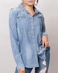 American Darling Leather Hand Tooled Carved Women Denim Shirt Jacket