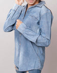 American Darling Leather Hand Tooled Carved Women Denim Shirt Jacket