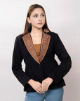 ADBZ011 Genuine leather Hand tooled hand carved Women Blazer dress jacket ladies Girl