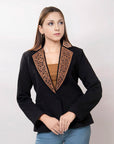 ADBZ012 Genuine leather Hand tooled hand carved Women Blazer dress jacket ladies Girl