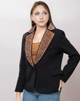 ADBZ012 Genuine leather Hand tooled hand carved Women Blazer dress jacket ladies Girl
