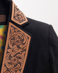 ADBZ012 Genuine leather Hand tooled hand carved Women Blazer dress jacket ladies Girl