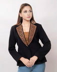 ADBZ013 Genuine leather Hand tooled hand carved Women Blazer dress jacket ladies Girl