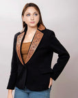 ADBZ013 Genuine leather Hand tooled hand carved Women Blazer dress jacket ladies Girl